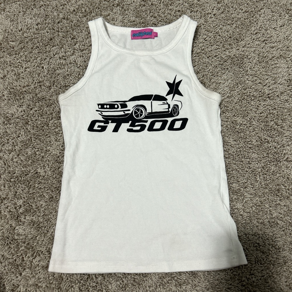 Edikted White and Black Graphic Tank Top